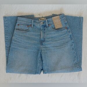 NWT! Madewell The Perfect Vintage Wide-Leg Crop Jean 27P Raw Hem Altoona Wash